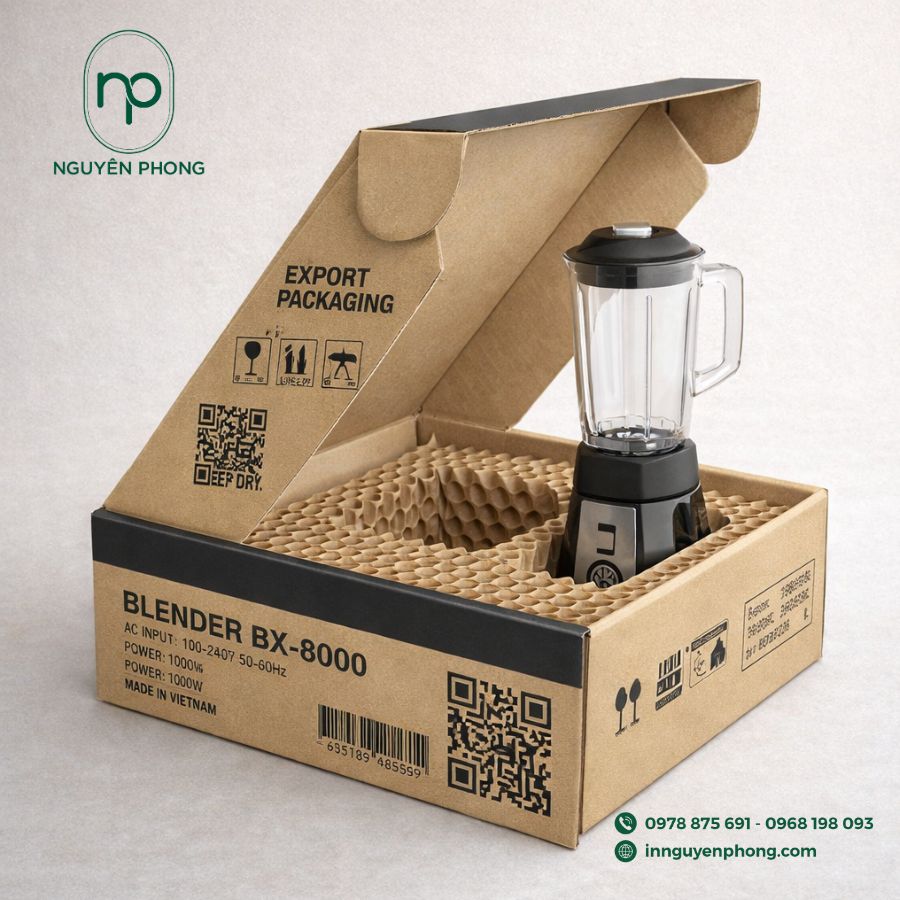 Mẫu hộp carton đựng máy xay sinh tố cầm tay